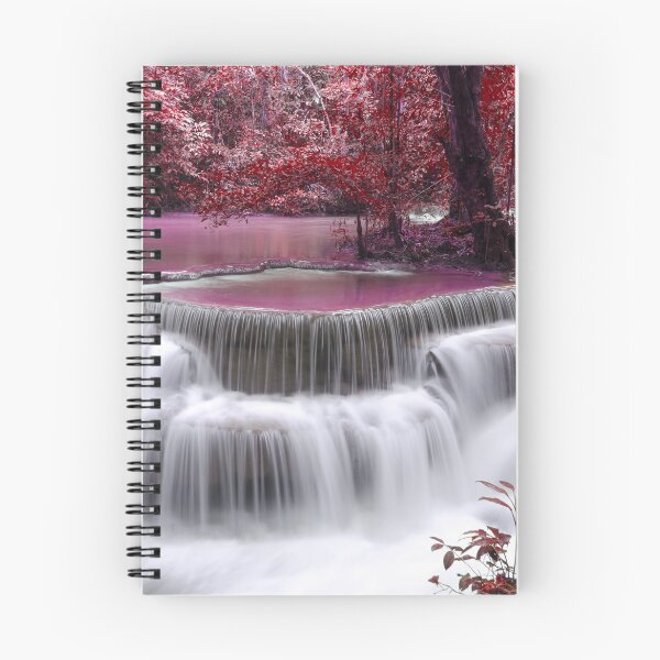 Item preview, Dreamfall Cascade in a Crimson Forest – Surreal Nature Art designed and sold by Williams Anderson.