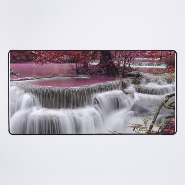 Item preview, Dreamfall Cascade in a Crimson Forest – Surreal Nature Art designed and sold by Williams Anderson.