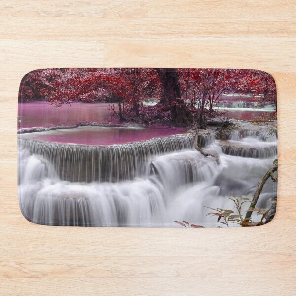 Item preview, Dreamfall Cascade in a Crimson Forest – Surreal Nature Art designed and sold by Williams Anderson.
