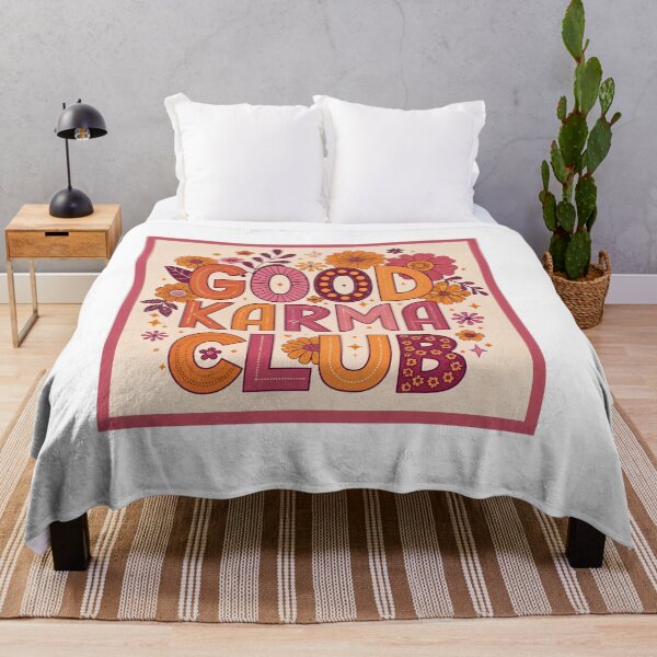 Item preview, Good Karma Club Retro Floral Typography Design designed and sold by asliberry.