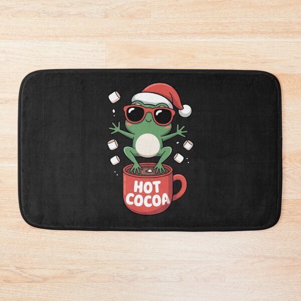 Item preview, Frog Jumping into Hot Cocoa – Cute Kawaii Frog with Santa Hat | Funny Christmas Cartoon Vector designed and sold by ColorSplash123.
