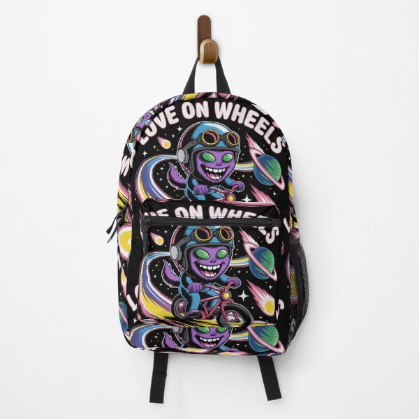 Item preview, Purple Alien Biking Through a Starry Cosmic Trail designed and sold by SplashTastic.