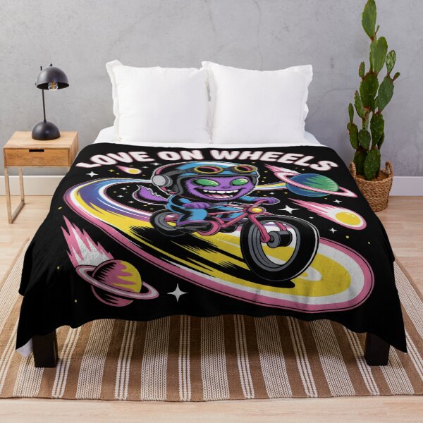 Item preview, Purple Alien Biking Through a Starry Cosmic Trail designed and sold by SplashTastic.