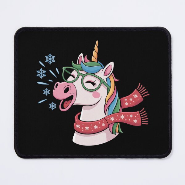 Item preview, Unicorn Sneezing Snowflakes – Cute Christmas Unicorn with Scarf | Funny Kawaii Holiday Cartoon designed and sold by ColorSplash123.