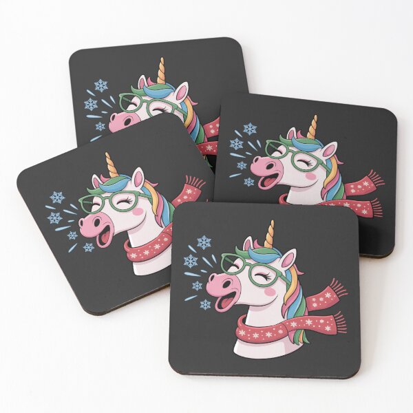 Item preview, Unicorn Sneezing Snowflakes – Cute Christmas Unicorn with Scarf | Funny Kawaii Holiday Cartoon designed and sold by ColorSplash123.