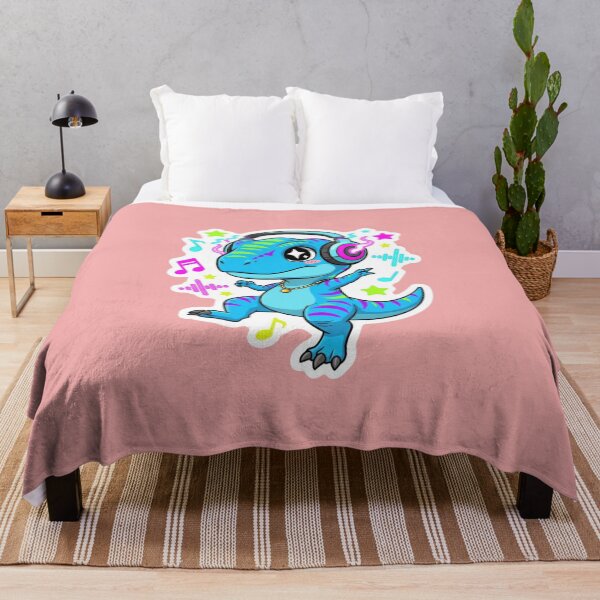 Item preview, Neon Glow Raving Dinosaur Party Dino With Headphones Fun Sticker Dance Music designed and sold by bvdesignart.