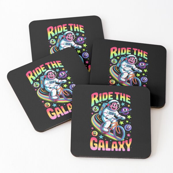 Item preview, Cartoon Astronaut Cycling Through Rainbow Space designed and sold by SplashTastic.