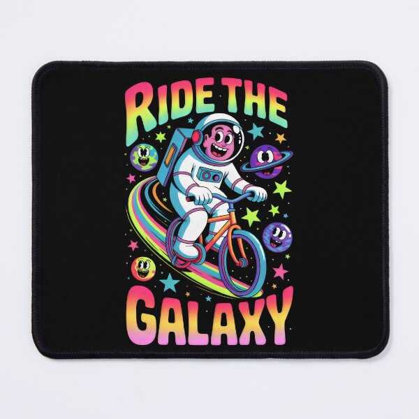 Item preview, Cartoon Astronaut Cycling Through Rainbow Space designed and sold by SplashTastic.