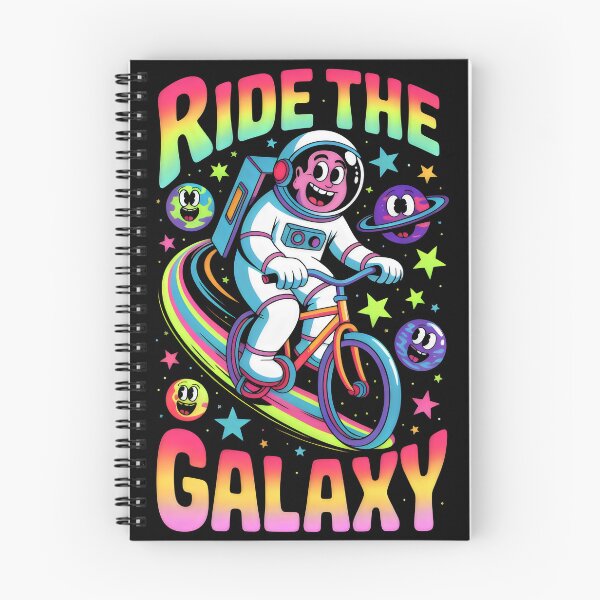 Item preview, Cartoon Astronaut Cycling Through Rainbow Space designed and sold by SplashTastic.