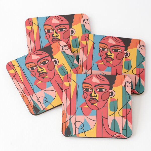 Item preview, Afro Cubist Muse – Bold Abstract Line Portrait designed and sold by sticky10.