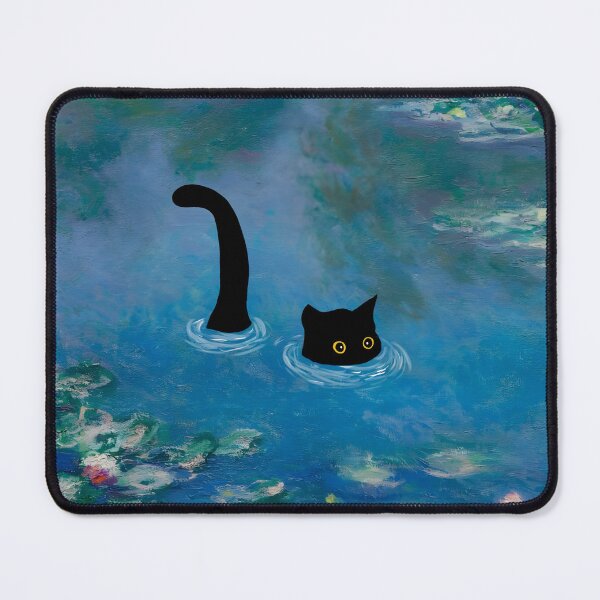 Item preview, Cute Black Cat under Waterlilies Monet designed and sold by outdoorwayys.