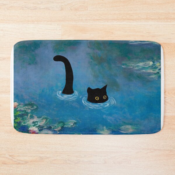 Item preview, Cute Black Cat under Waterlilies Monet designed and sold by outdoorwayys.