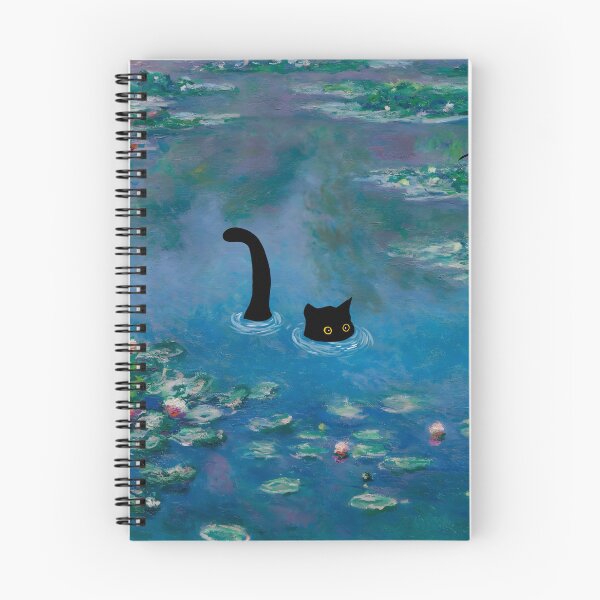 Item preview, Cute Black Cat under Waterlilies Monet designed and sold by outdoorwayys.