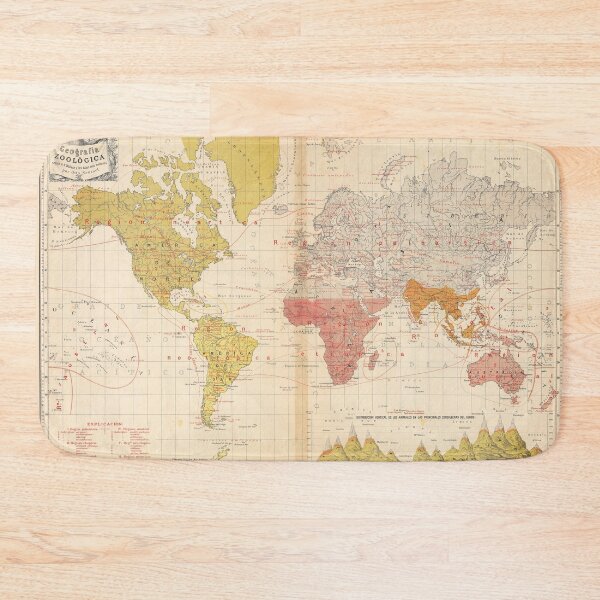 Item preview, Vintage Colorful Detailed Bohemian WORLD MAP Poster 19th century Zoologica designed and sold by easteuromaps.