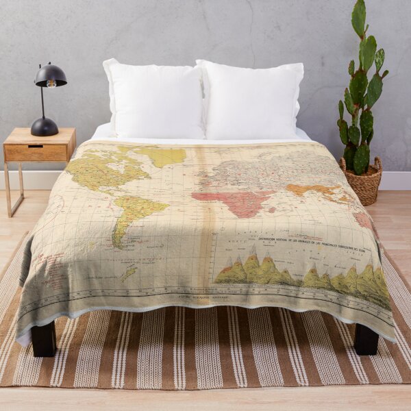 Item preview, Vintage Colorful Detailed Bohemian WORLD MAP Poster 19th century Zoologica designed and sold by easteuromaps.