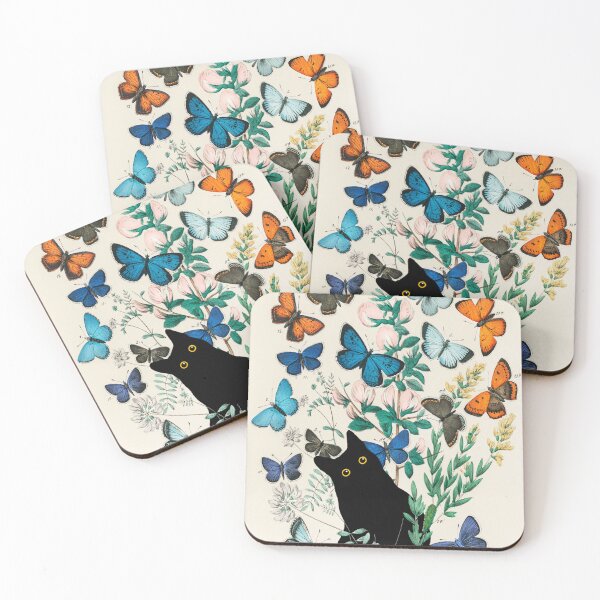 Item preview, Cat with vintage Butterflies designed and sold by outdoorwayys.