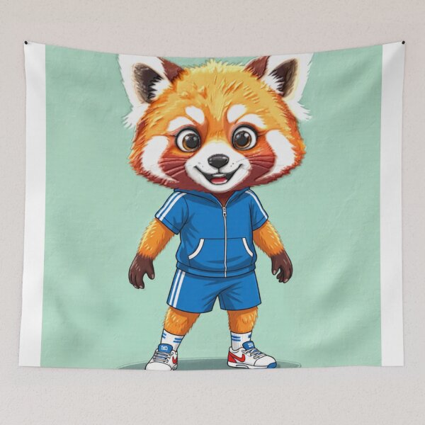 Item preview, red panda runner colorful sports action design designed and sold by SmashingDeals.
