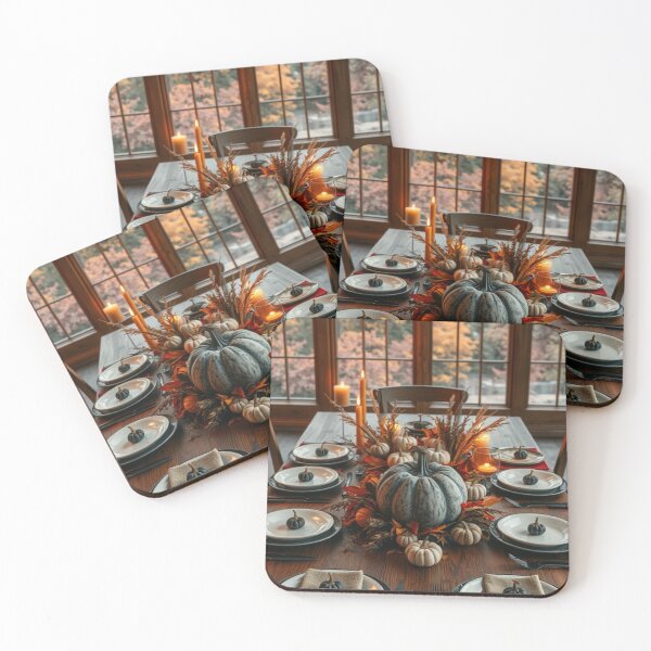 Item preview, Moody Autumn Dinner Table | Rustic Elegance with Blue Pumpkin and Black Plates designed and sold by Vida e Arte.