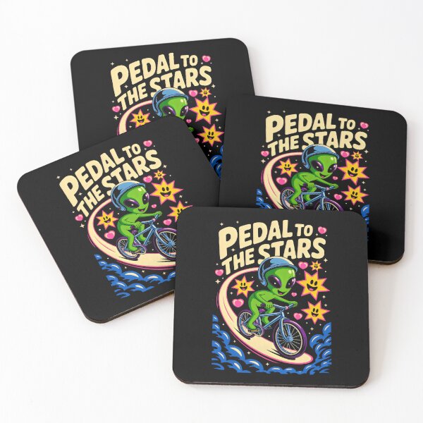 Item preview, Curved Rainbow Trail Beneath a Happy Alien Cyclist designed and sold by SplashTastic.