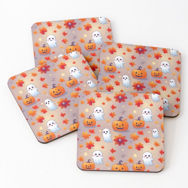 Item preview, Whimsical Halloween Ghost Seamless Pattern – Cute Autumn Pillow Design with Playful Ghosts & Fall Motifs designed and sold by ZyxDes.