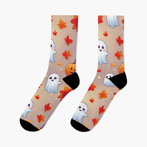 Item preview, Whimsical Halloween Ghost Seamless Pattern – Cute Autumn Pillow Design with Playful Ghosts & Fall Motifs designed and sold by ZyxDes.