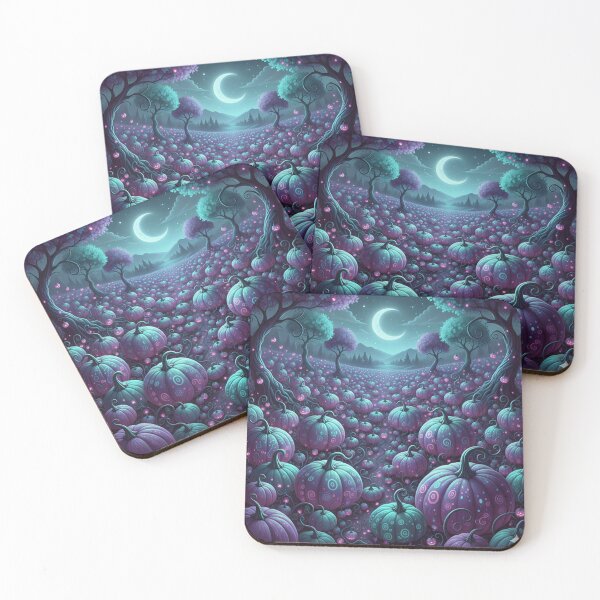 Item preview, Enchanted Purple & Turquoise Pumpkin Field - Whimsical Halloween Dreamscape designed and sold by ZyxDes.
