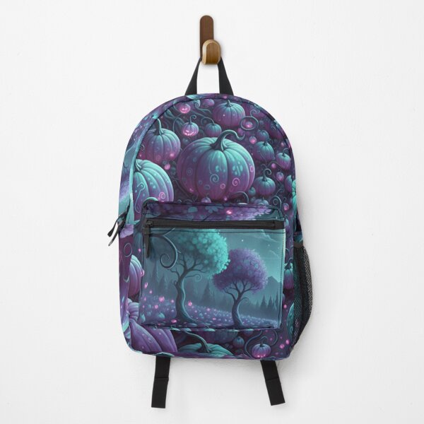 Item preview, Enchanted Purple & Turquoise Pumpkin Field - Whimsical Halloween Dreamscape designed and sold by ZyxDes.