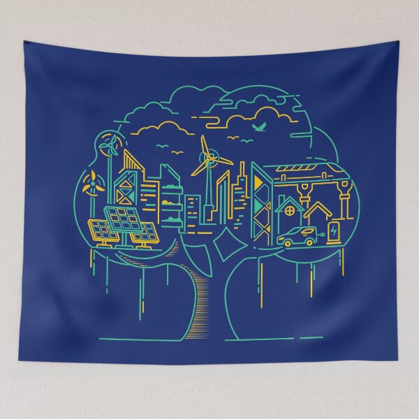 Item preview, concept of green society or smart city, lined graphic of big tree with ecological city inside designed and sold by NiamLab.