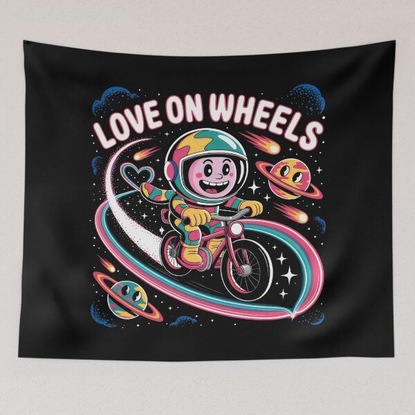Item preview, Astronaut Riding a Pink Bike Through Rainbow Space designed and sold by SplashTastic.