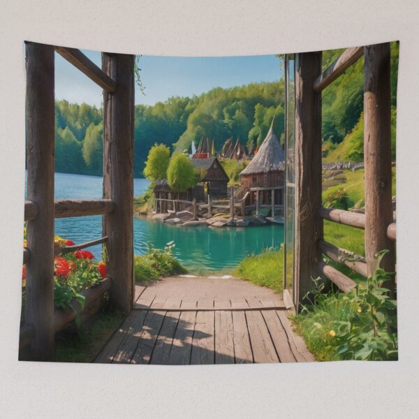 Item preview, Whispers of the Wild River Village designed and sold by BlareBlare.