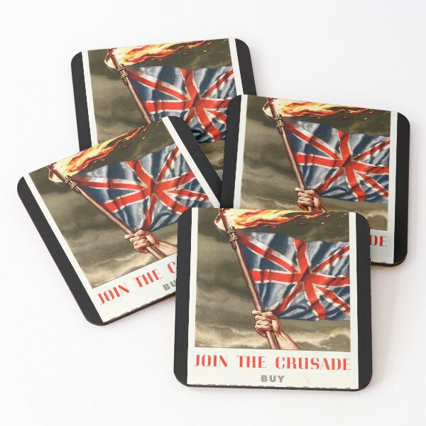 Item preview, WWII British Propaganda Poster | Join the Crusade | Buy Defence Bonds | Union Jack Flag & Torch Art | Support War Effort designed and sold by artofuniverse.