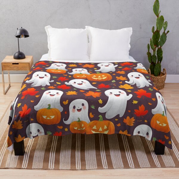 Item preview, Playful Halloween Ghost & Pumpkin Pattern – Whimsical Fall Digital Print designed and sold by ZyxDes.
