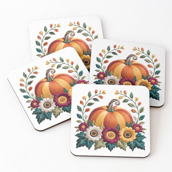 Item preview, Embroidered Pumpkin Halloween T-Shirt – Cozy Fall Harvest Embroidery Design on Cream Linen designed and sold by ZyxDes.
