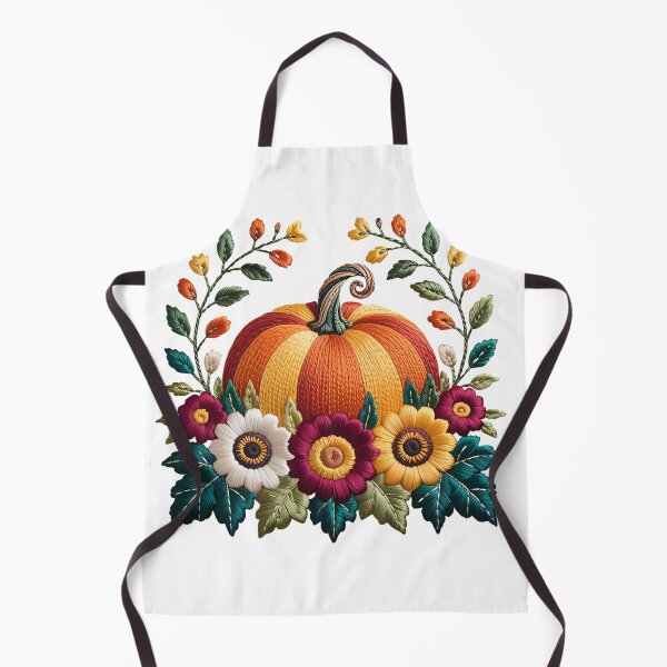 Item preview, Embroidered Pumpkin Halloween T-Shirt – Cozy Fall Harvest Embroidery Design on Cream Linen designed and sold by ZyxDes.