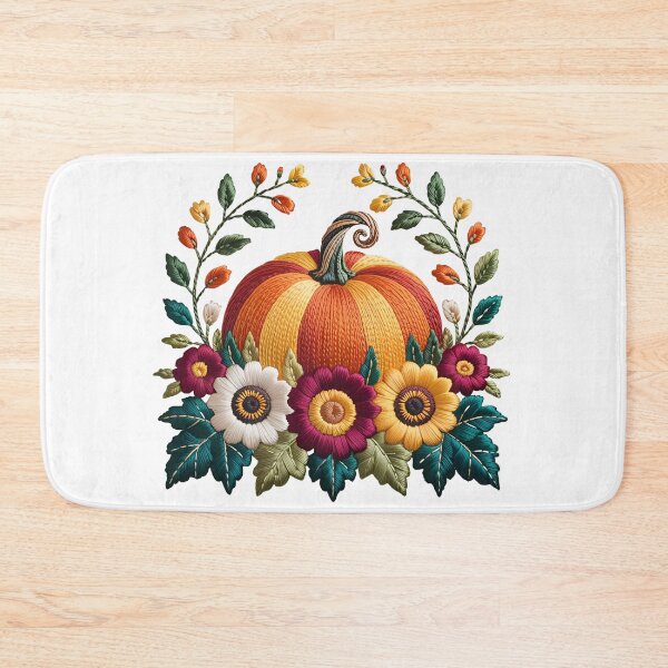 Item preview, Embroidered Pumpkin Halloween T-Shirt – Cozy Fall Harvest Embroidery Design on Cream Linen designed and sold by ZyxDes.