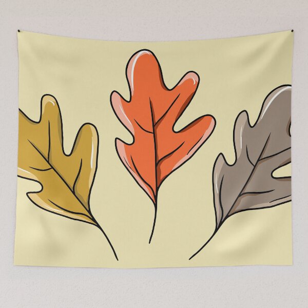 Aperçu de l'œuvre Feuilles de chêne d'automne dessinées à la main | Collection de feuillages d'automne créée et vendue par tsbbstudio.