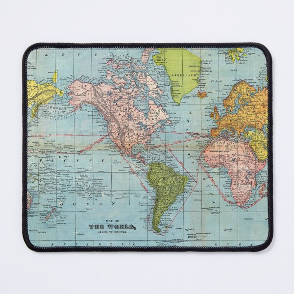 Item preview, Póster vintage colorido y detallado del MAPA MUNDIAL bohemio del siglo XIX centrado en América designed and sold by easteuromaps.