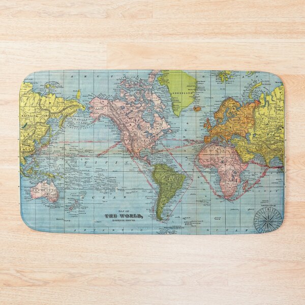 Item preview, Vintage Colorful Detailed Bohemian WORLD MAP Poster 19th century America centric designed and sold by easteuromaps.