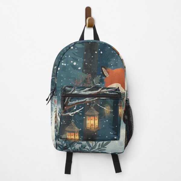 Item preview, Whimsical Fox and Squirrel with Snow Lanterns designed and sold by WildlifeWhimsy.