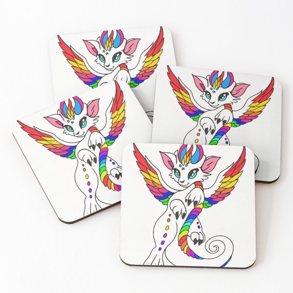 Item preview, White rainbowy winged horned dragon designed and sold by fideskizal.