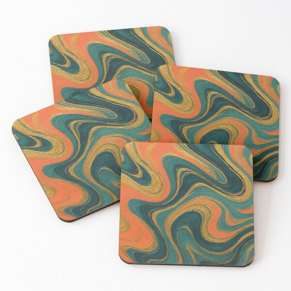 Item preview, Gold Teal and Orange Marble Swirl Pattern designed and sold by SassyArtistry.