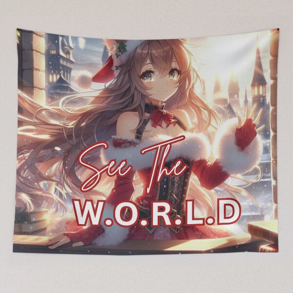 Item preview, Merry Christmas Anime Cute Girlfriend romantic getaway holiday with cat ears and tail Christmas Theme (silvergoldvisionary)   designed and sold by SGVisionary.