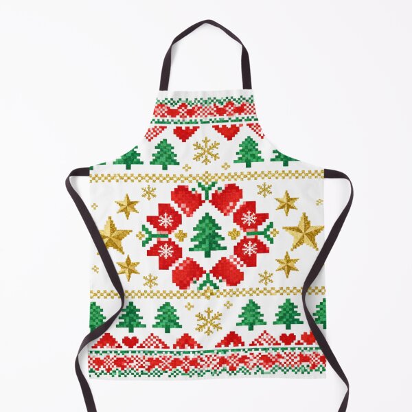 Item preview, Romanian Folk Christmas Embroidery – Traditional Red and Green Cross-Stitch Holiday Pattern designed and sold by Maximilianos.