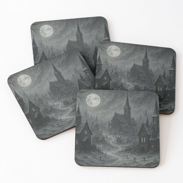 Item preview, Haunted Gothic Village Under Moonlight designed and sold by SassyArtistry.