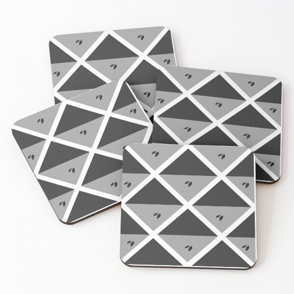 Item preview, Geometric Quadrilaterals Pattern Black, Grey, and White with Leaf Accent Design designed and sold by Cultradesign.