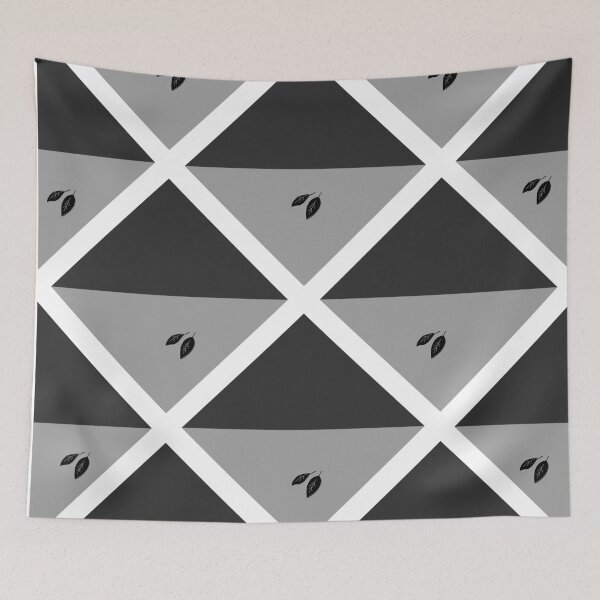 Item preview, Geometric Quadrilaterals Pattern Black, Grey, and White with Leaf Accent Design designed and sold by Cultradesign.