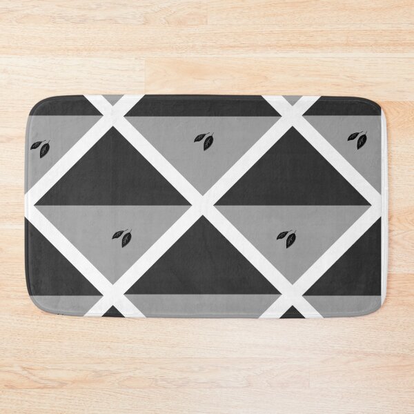 Item preview, Geometric Quadrilaterals Pattern Black, Grey, and White with Leaf Accent Design designed and sold by Cultradesign.
