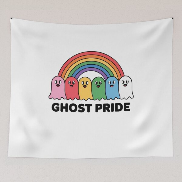 Item preview, LGBT Gay Pride Halloween Rainbow Flag Cute Ghosts designed and sold by VladoZork.