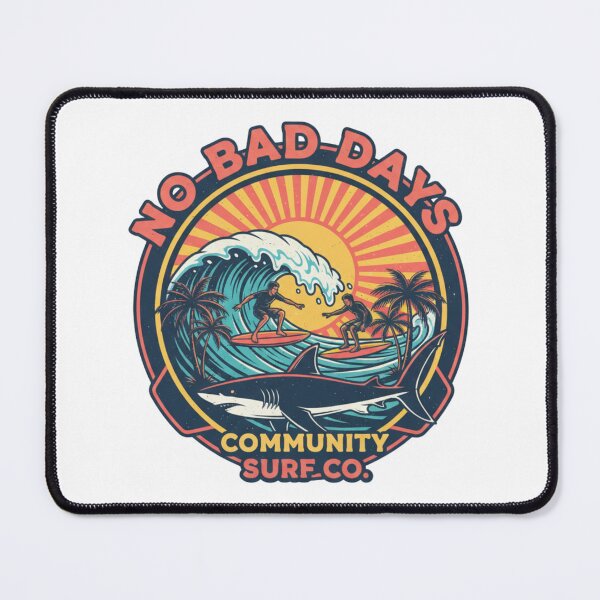 Item preview, No Bad Days Surf Adventure Shark Giant Wave Tropical Retro designed and sold by DibuHumor.