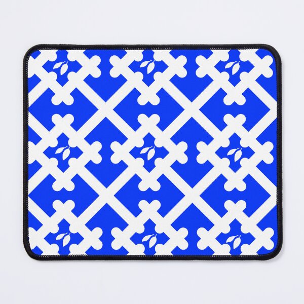 Item preview, White Geometric Pattern on Blue Background with Leaf Accent Design designed and sold by Cultradesign.